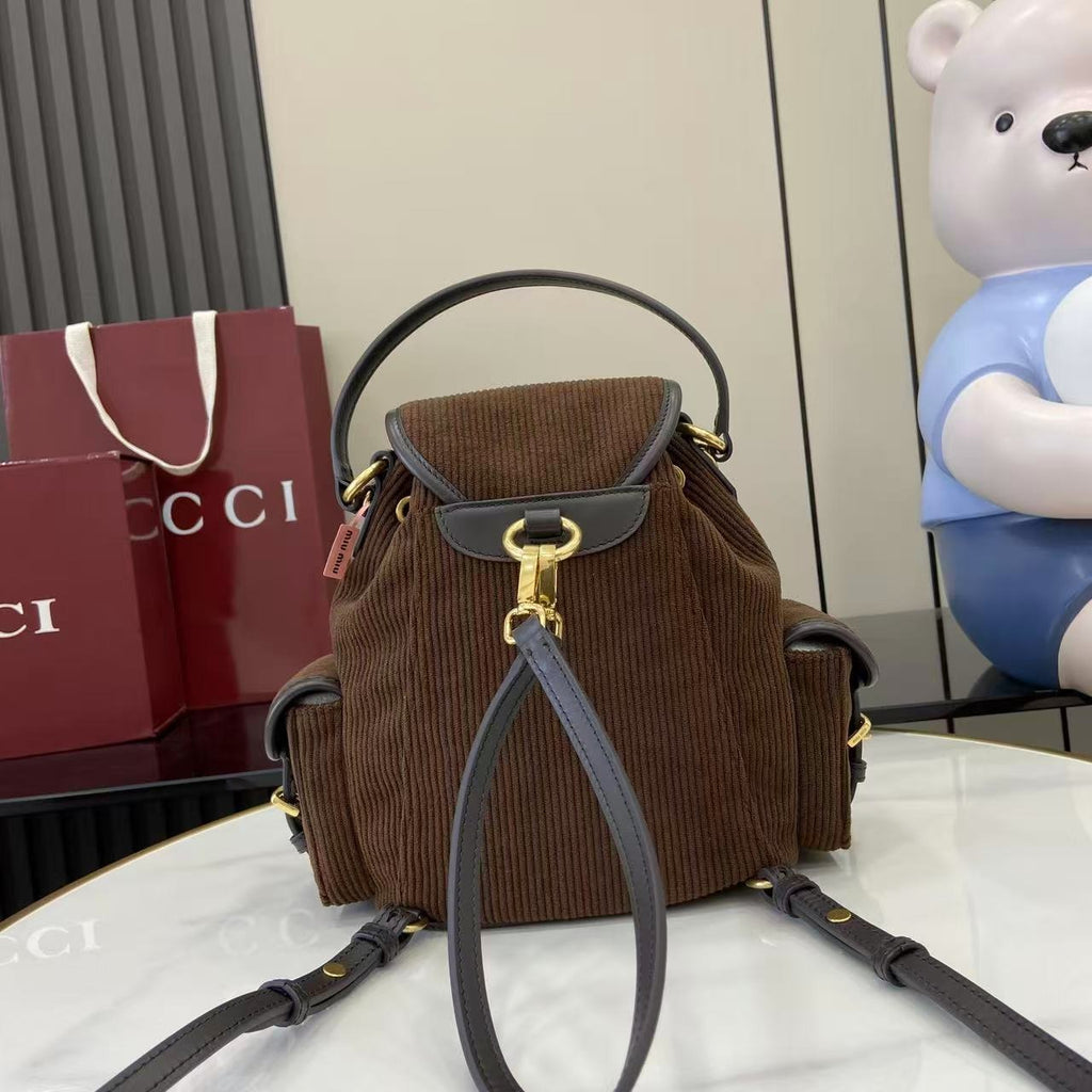 Gucci Corduroy & Calfskin Leather Backpack