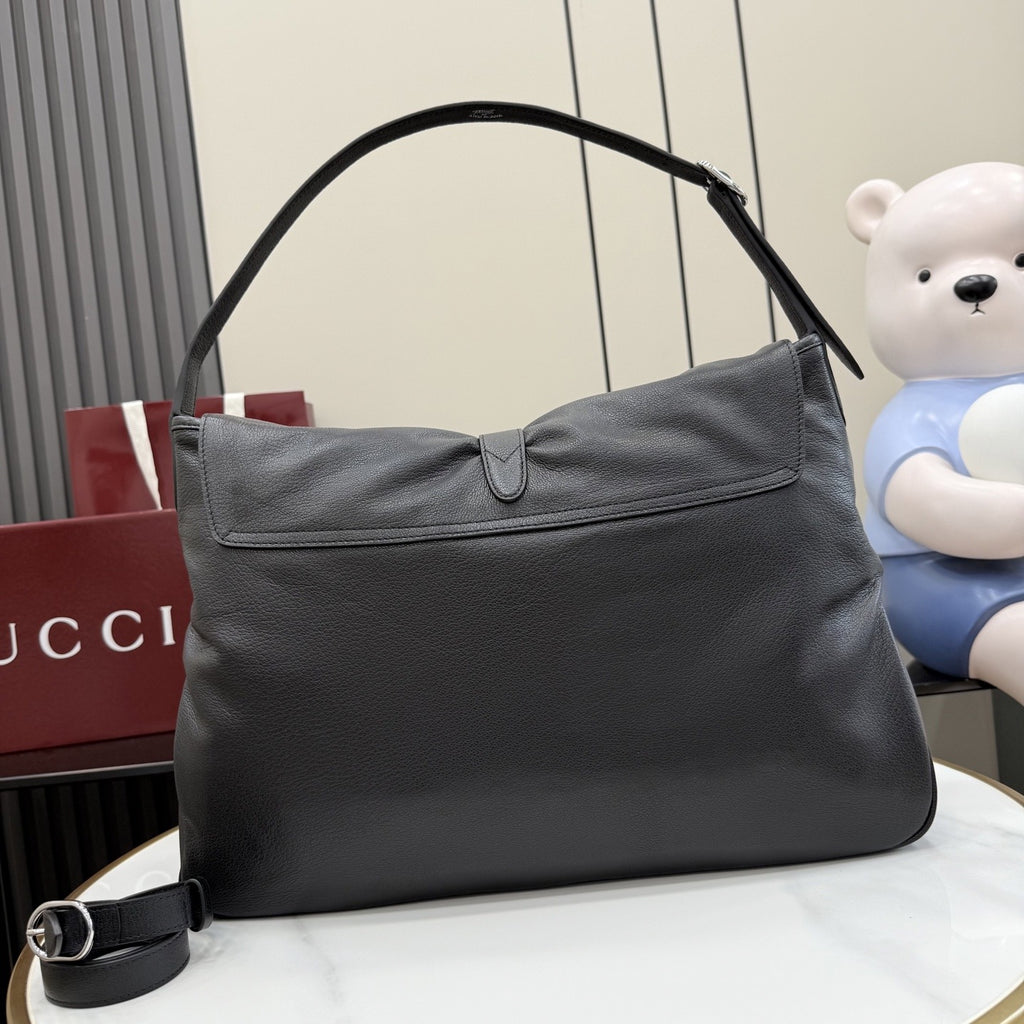 Gucci Black Lambskin Leather Jackie 1961 Crossbody Bag