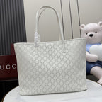 Gucci White Leather Openwork Tote Bag