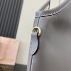 Miu Miu Gray Leather Logo Tote Bag