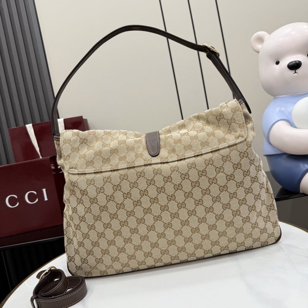 Gucci Brown Canvas & Leather Jackie 1961 Crossbody Bag