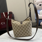 Gucci Brown Canvas & Leather Lock Handbag
