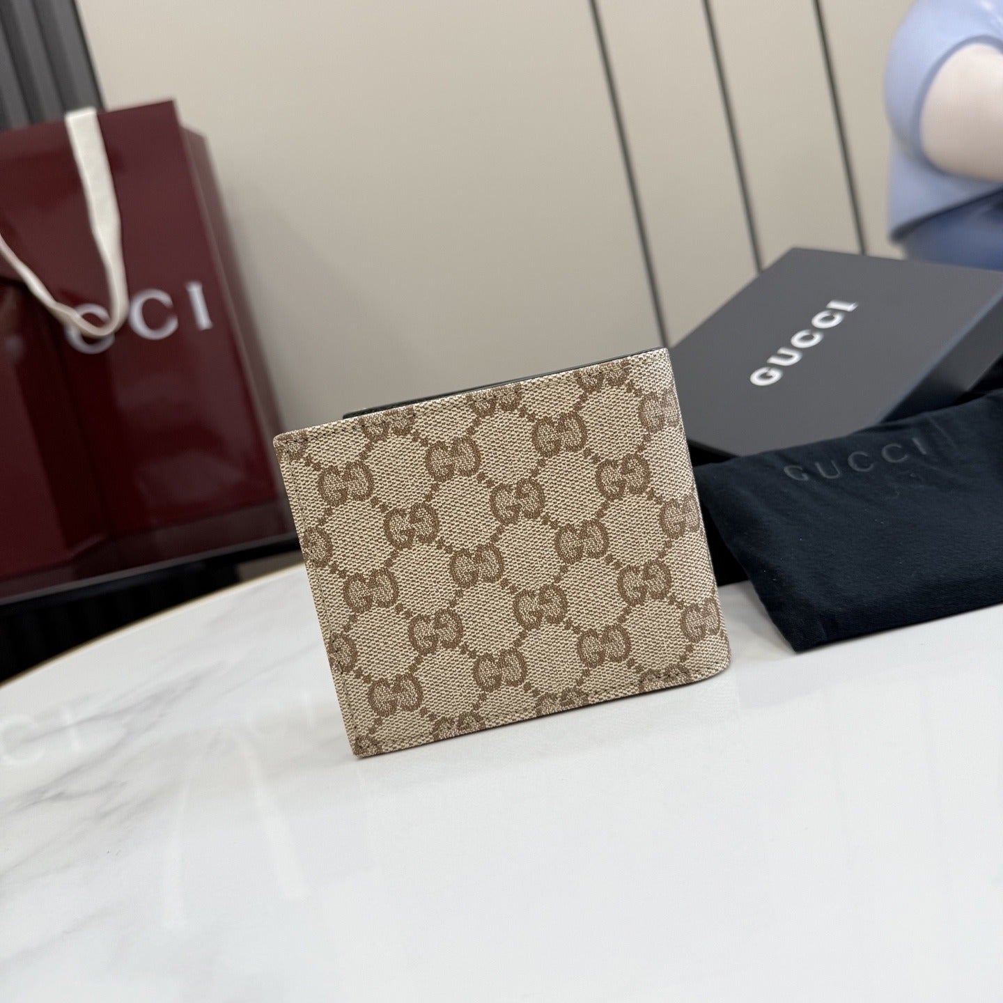 Gucci Brown Canvas & Leather Logo Wallet