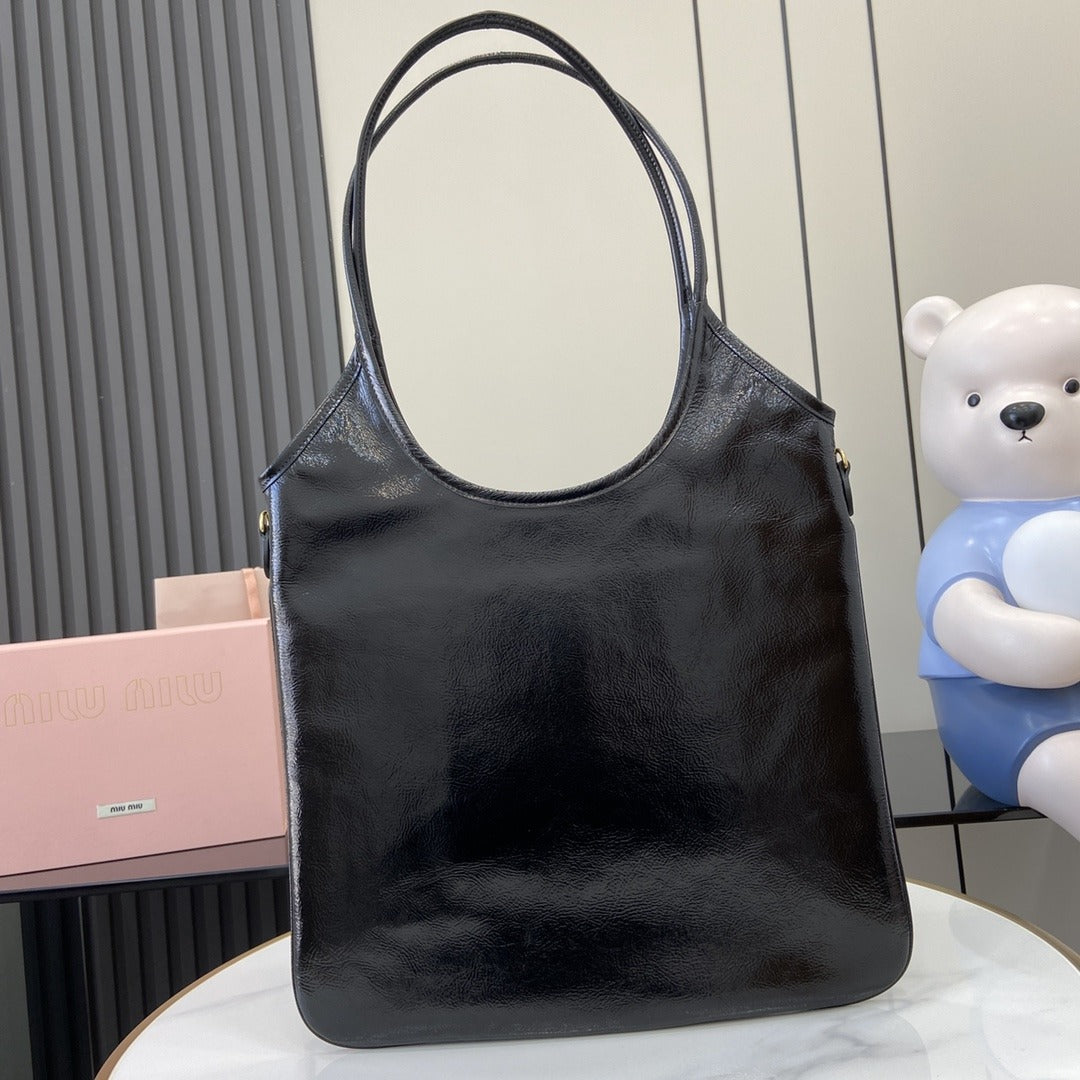 Miu Miu Lambskin Leather Logo Tote Bag