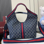 Gucci White Denim Double G Tote Bag