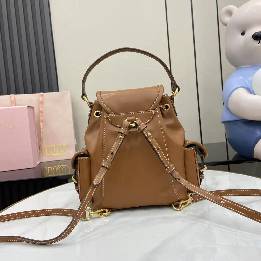 Miu Miu Brown Calfskin Leather Backpack