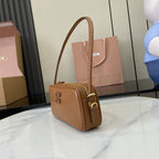 Miu Miu Calfskin Leather & Cotton Colorblock Handbag