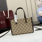 Gucci Brown Leather & Canvas Logo Tote Bag