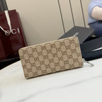 Gucci Brown Canvas & Leather Zip Wallet