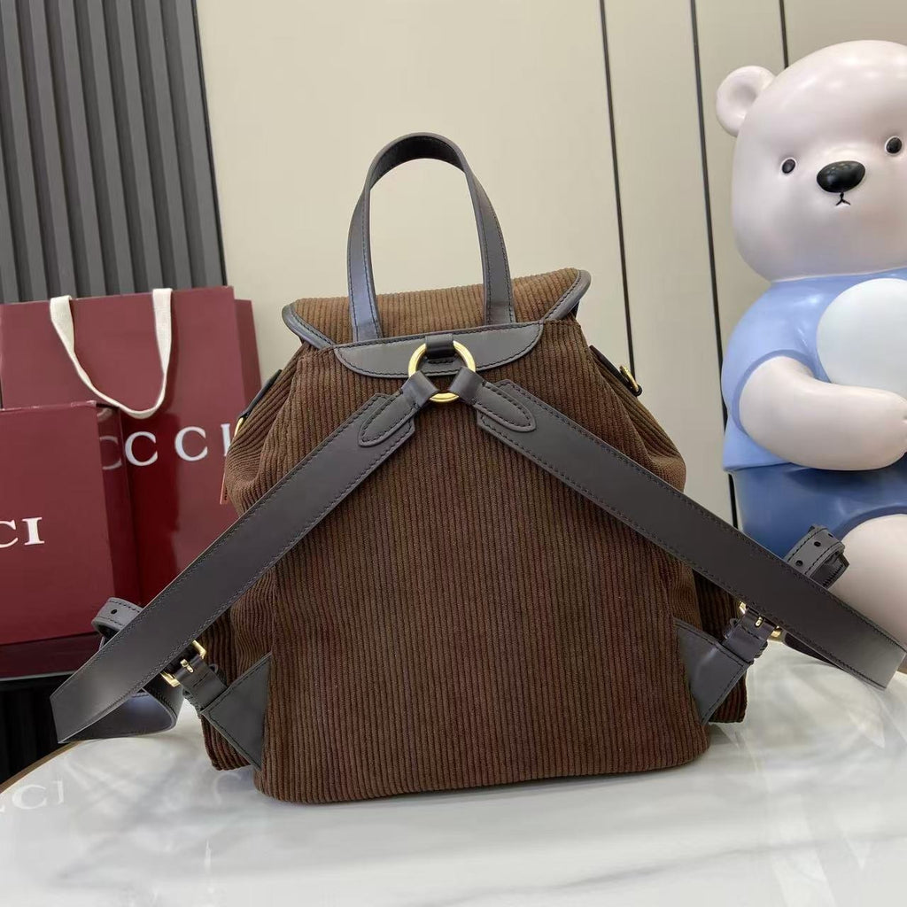Gucci Corduroy & Calfskin Leather Backpack