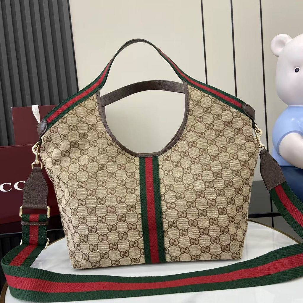 Gucci White Canvas Double G Tote Bag