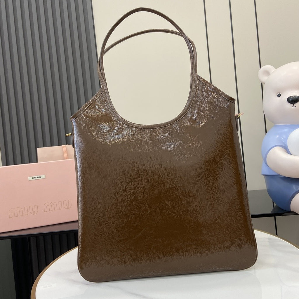 Miu Miu Lambskin Leather Logo Tote Bag