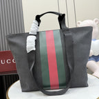 Gucci Black Canvas & Leather Vintage-Finish Tote Bag