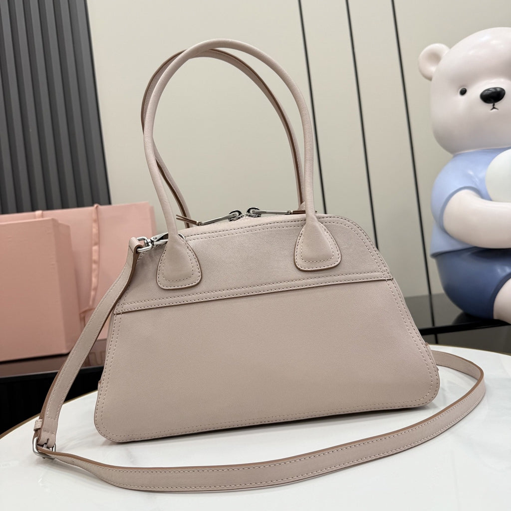 Miu Miu Leather & Linen Logo Handbag