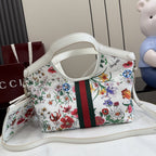 Gucci White Leather Double G Tote Bag