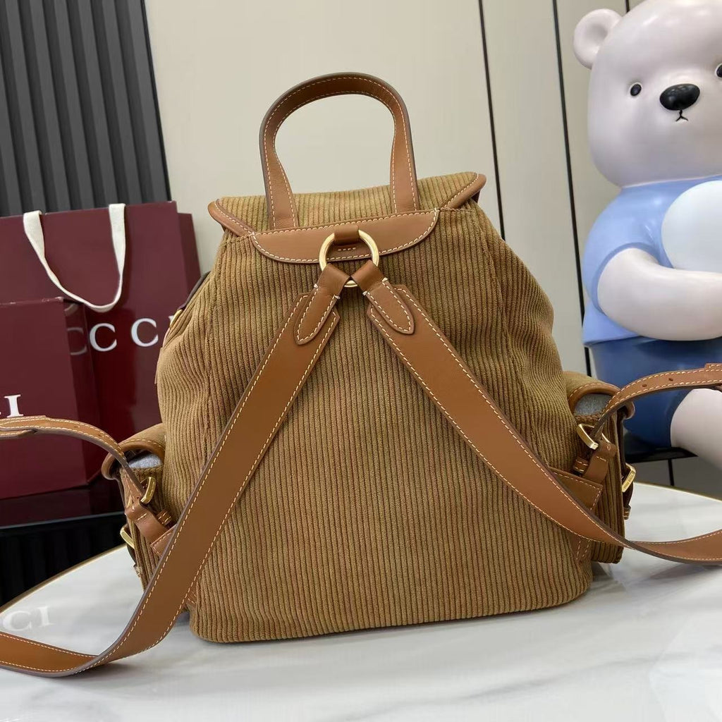 Gucci Corduroy & Calfskin Leather Backpack