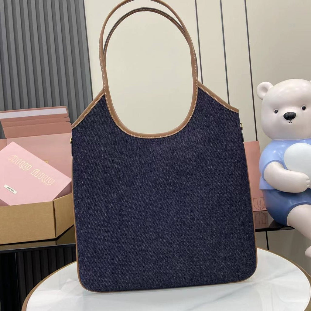 Miu Miu Black Leather Logo Tote Bag