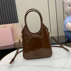 Miu Miu Brown Patent Leather Logo Tote Bag
