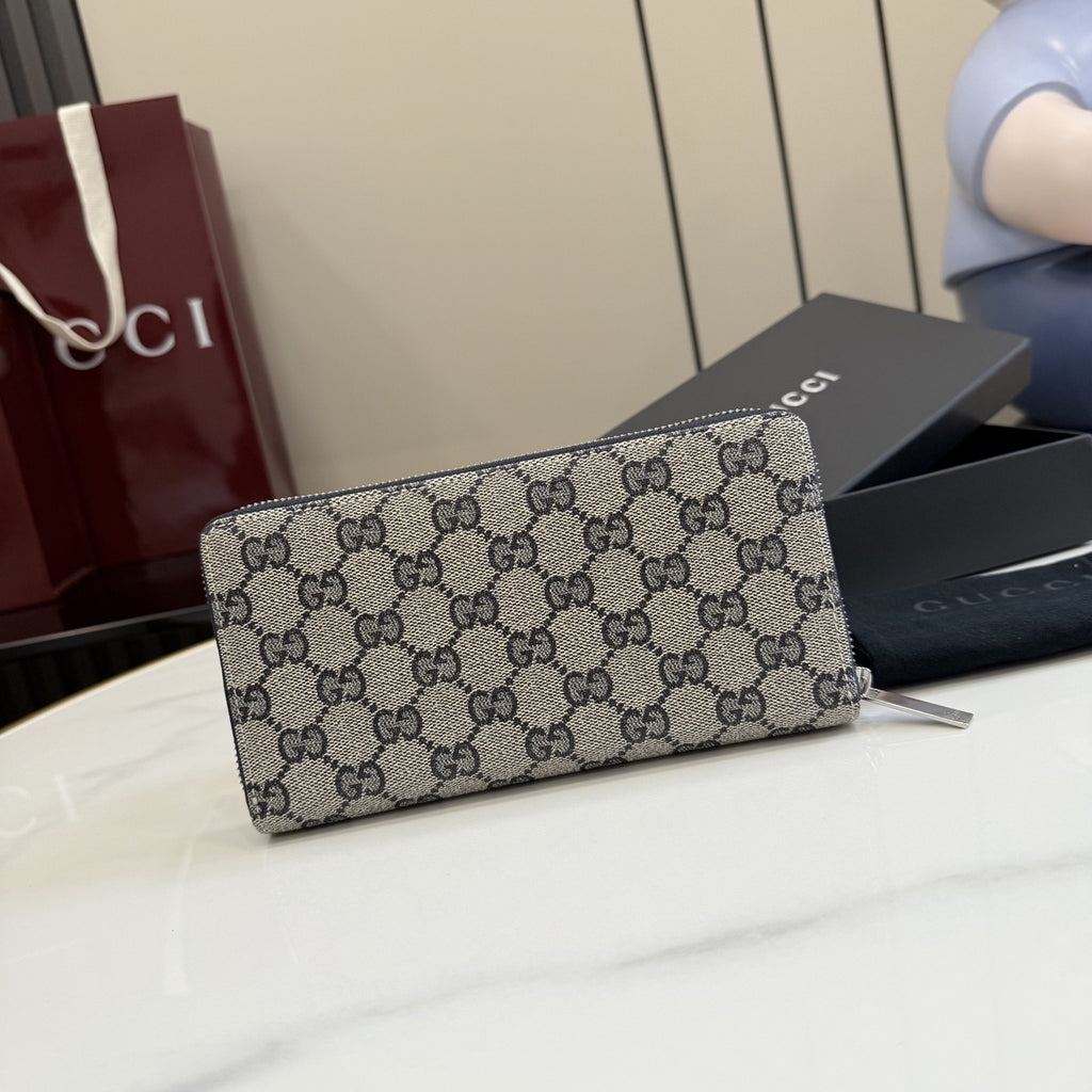 Gucci Canvas & Leather Zip Wallet