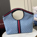 Gucci Light Blue Denim Double G Tote Bag