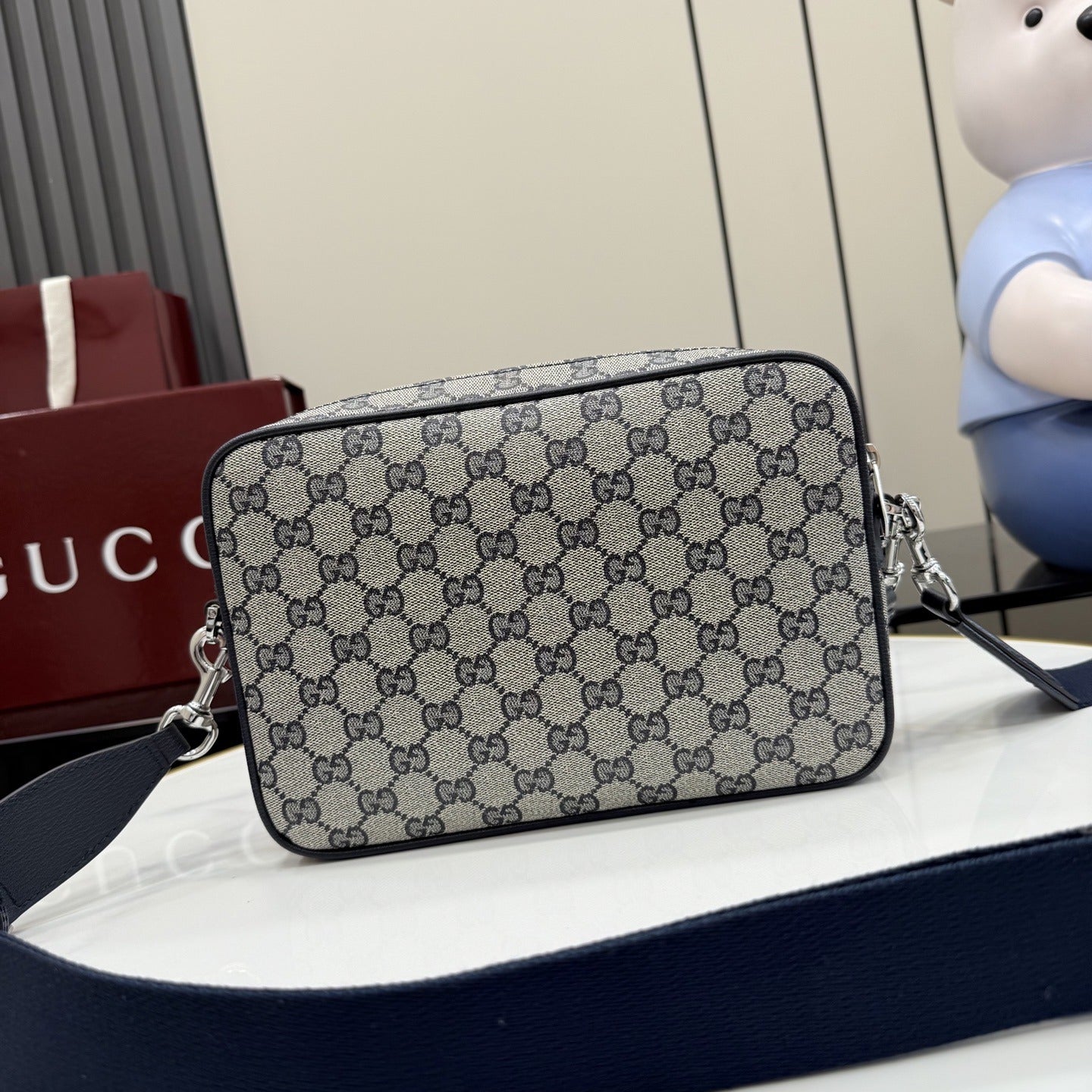 Gucci Canvas & Leather Zip Crossbody Bag
