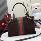 Gucci Brown Leather & Canvas Logo Handbag
