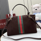 Gucci Brown Leather & Canvas Horsebit Handbag