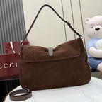 Gucci Brown Lambskin Leather Jackie 1961 Crossbody Bag
