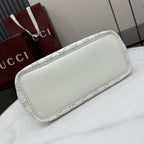 Gucci White Leather Logo Tote Bag