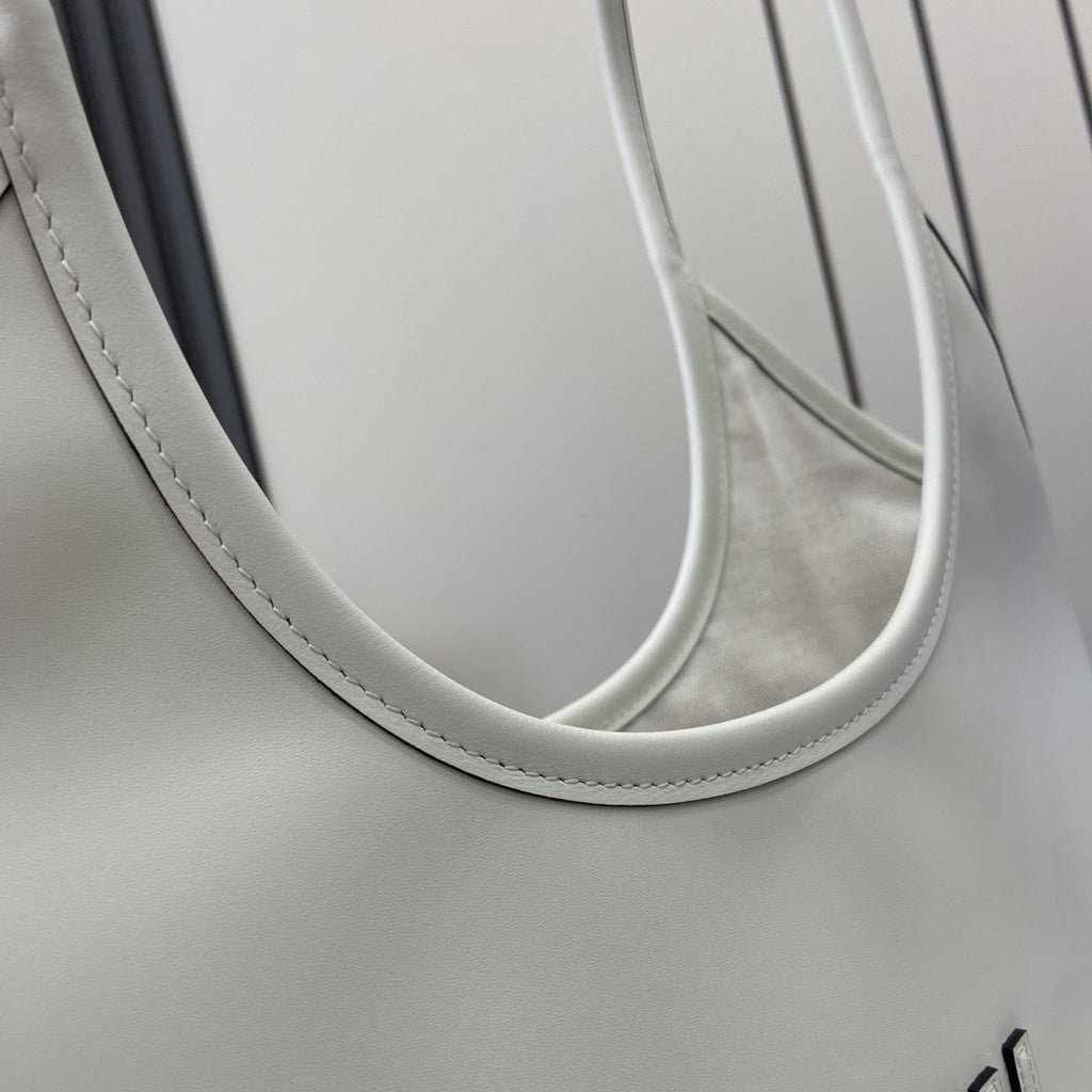 Miu Miu White Leather Logo Tote Bag