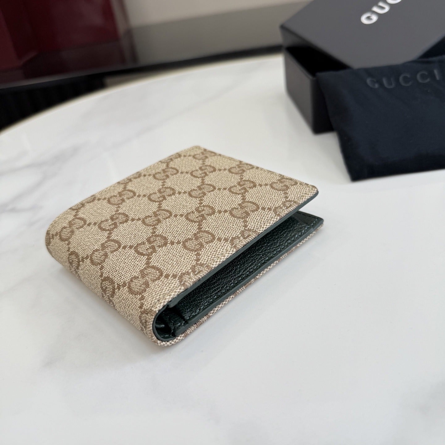 Gucci Brown Canvas & Leather Logo Wallet