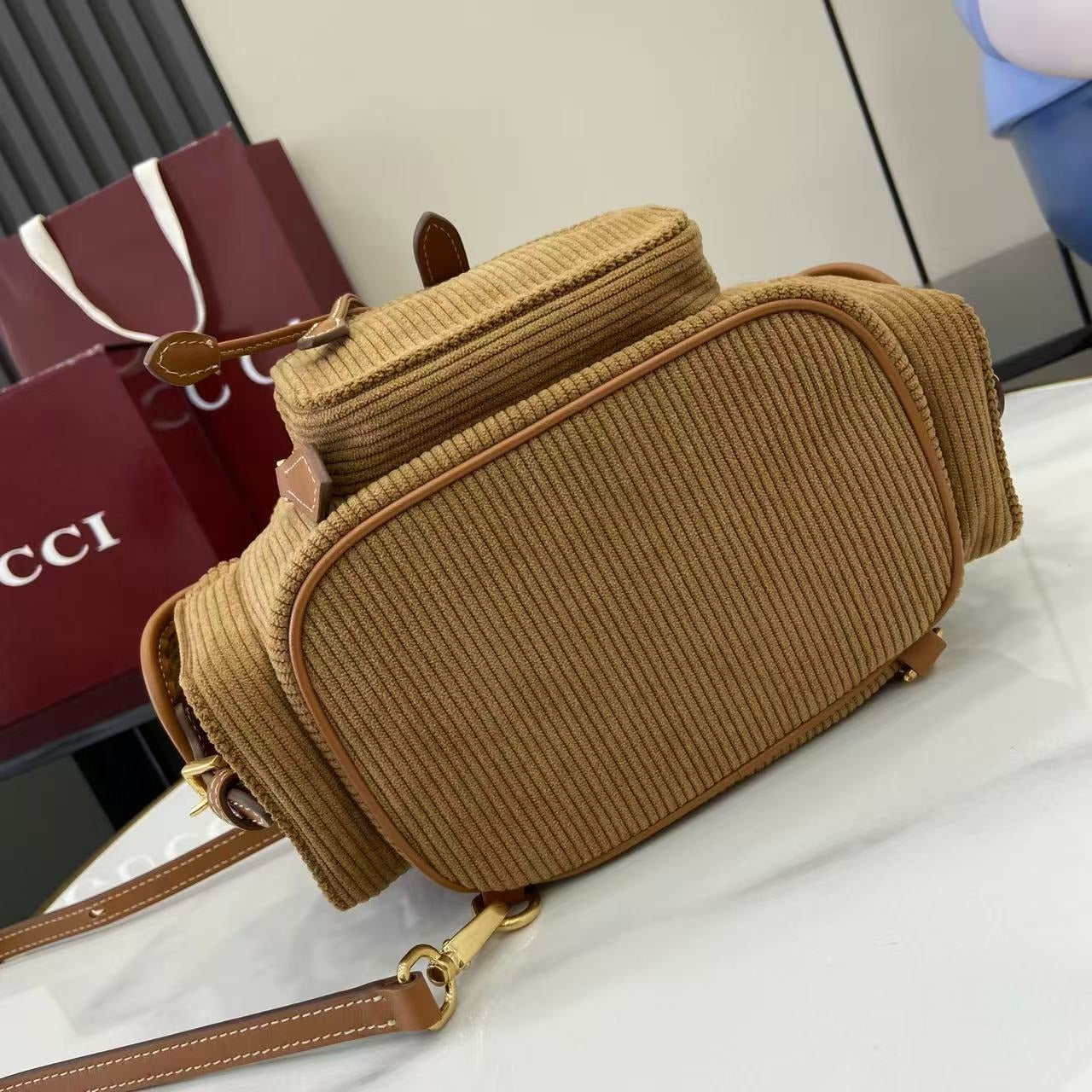 Miu Miu Corduroy & Calfskin Leather Backpack