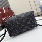 Gucci Black Denim & Leather Zip Handbag