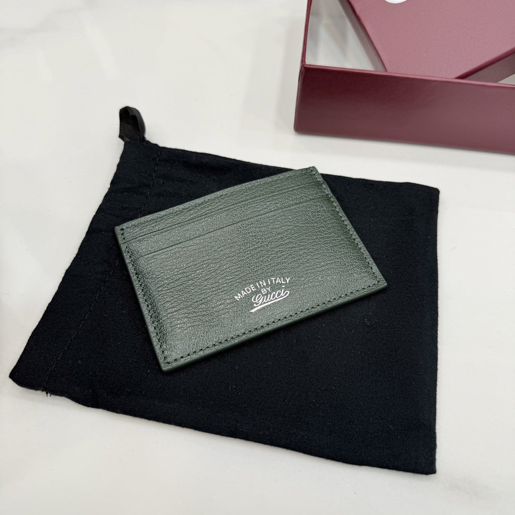 Gucci Green Leather Logo Card Holder