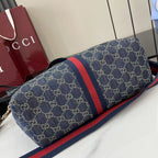 Gucci White Denim Double G Tote Bag