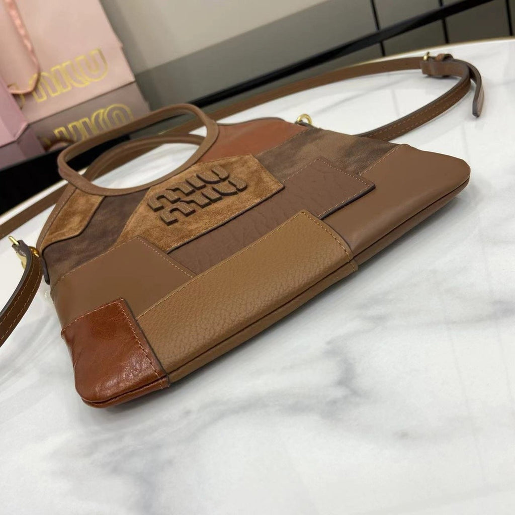 Miu Miu Brown Leather Logo Tote Bag