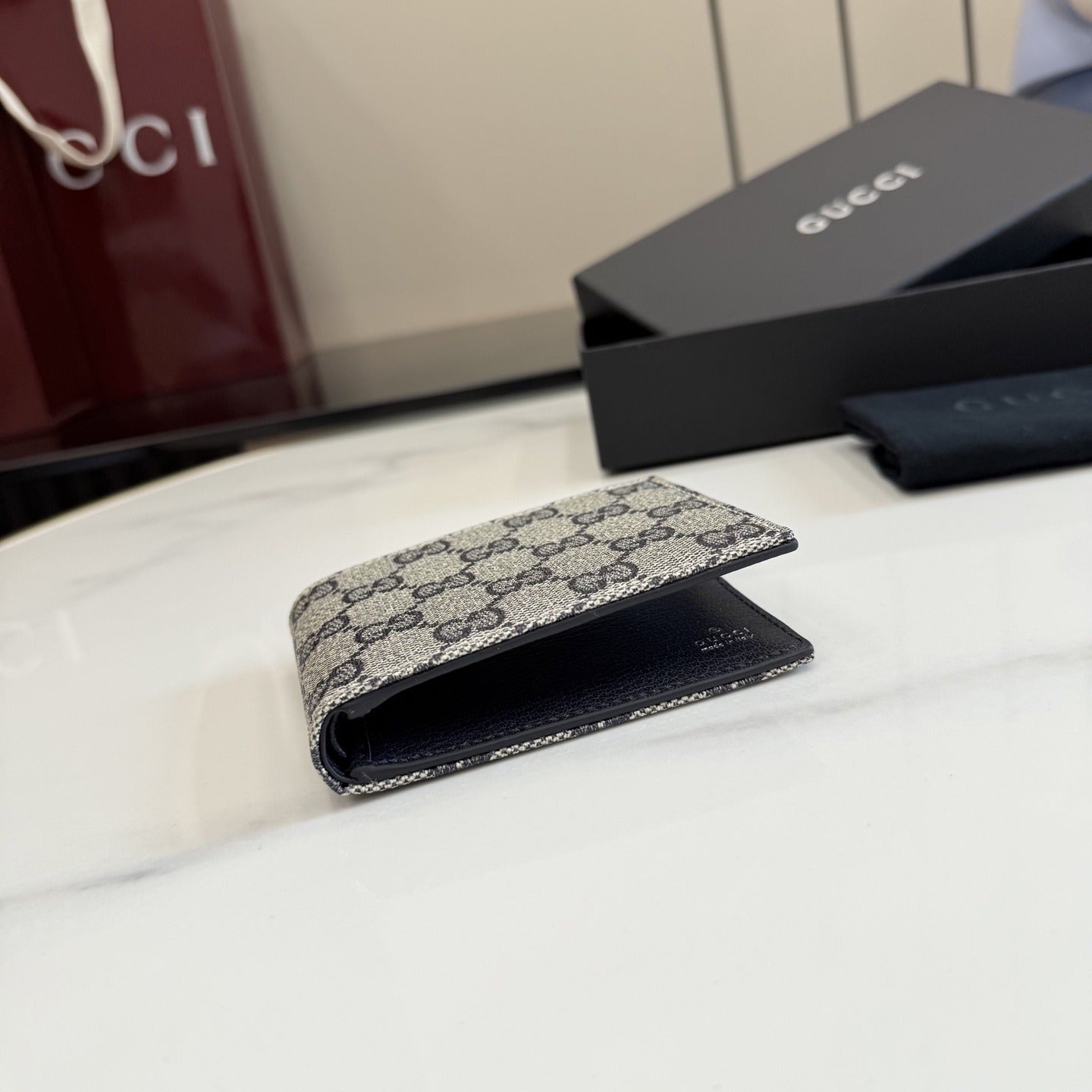 Gucci Green Canvas & Leather Logo Wallet