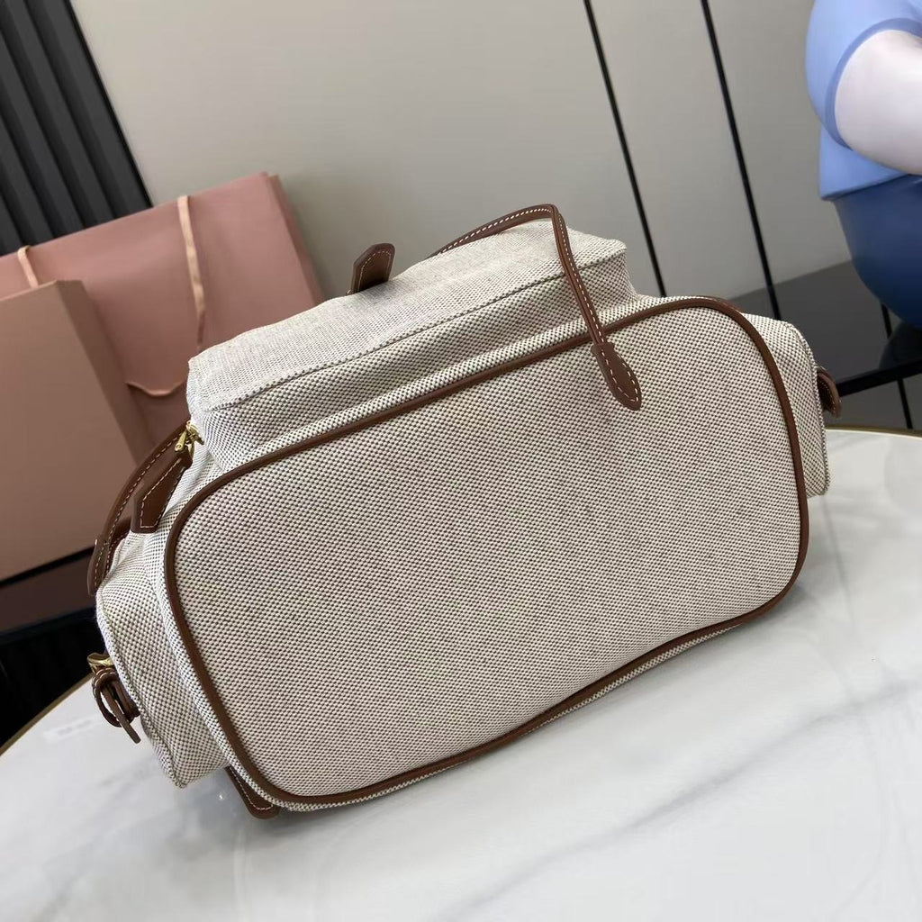 Miu Miu Brown Canvas & Calfskin Leather Backpack