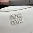 Miu Miu White Calfskin Leather & Cotton Colorblock Handbag