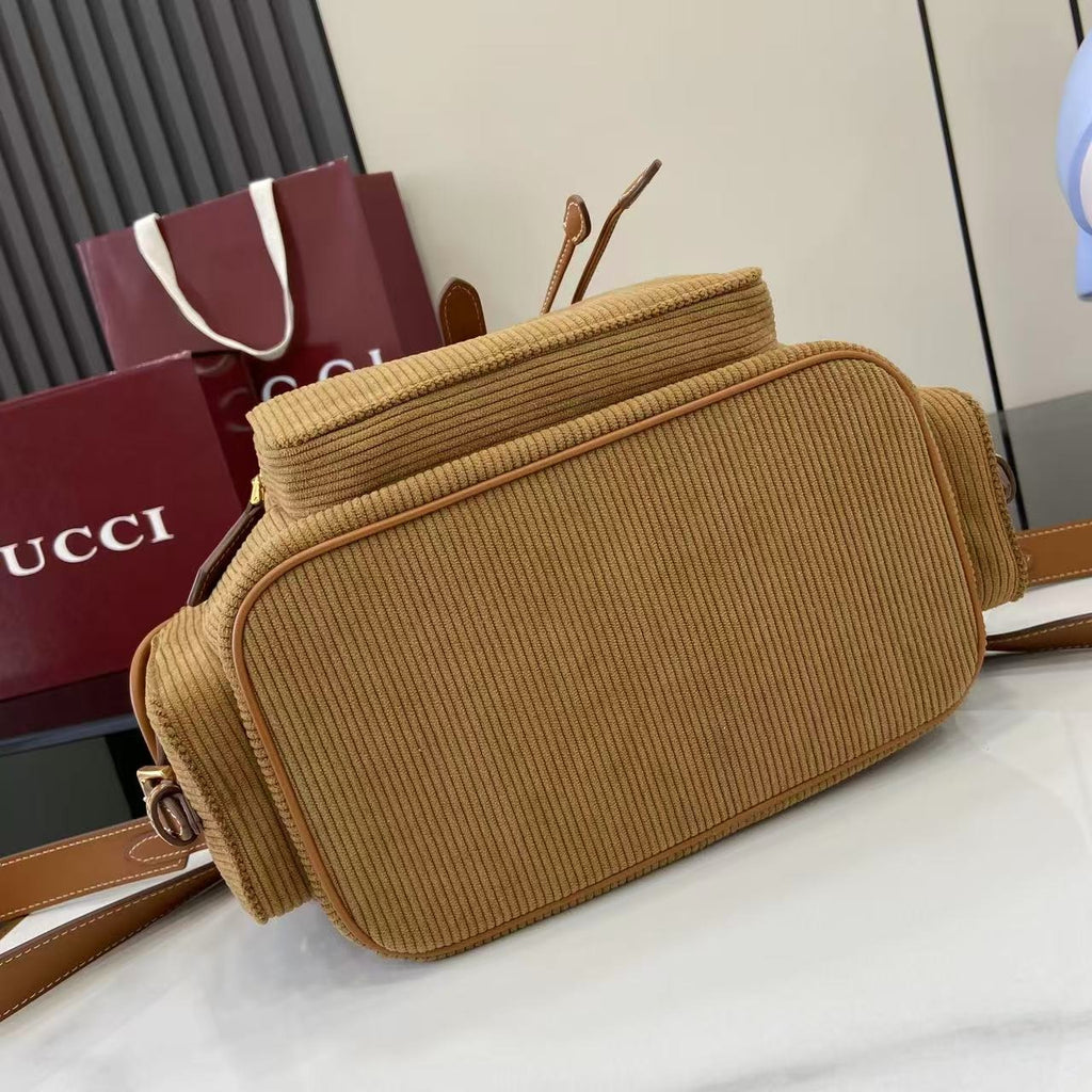Gucci Corduroy & Calfskin Leather Backpack