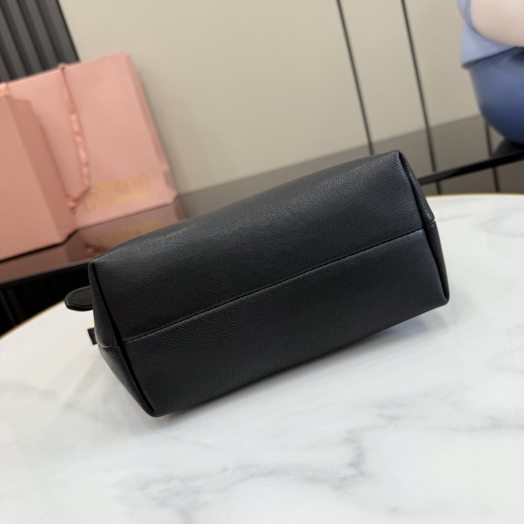 Miu Miu Black Patent Leather Logo Handbag