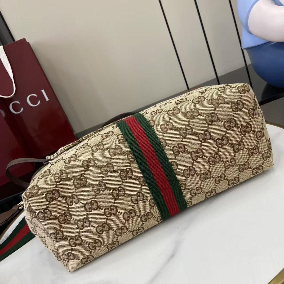 Gucci White Canvas Double G Tote Bag