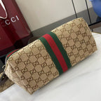 Gucci Brown Canvas & Linen Double G Tote Bag