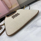 Miu Miu Brown Leather & Canvas Logo Tote Bag