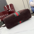 Gucci Brown Leather & Canvas Logo Handbag