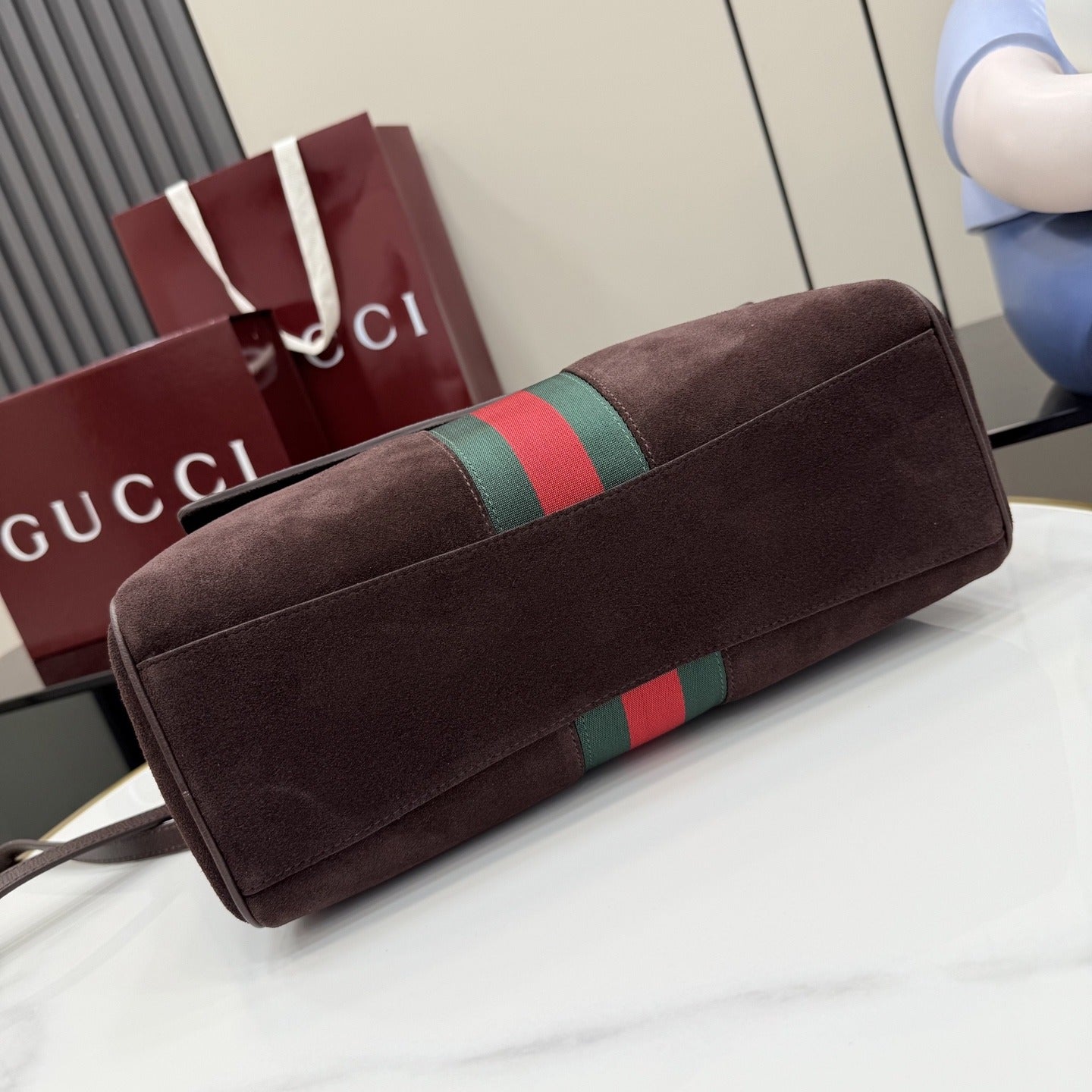 Gucci Brown Leather & Canvas Logo Handbag