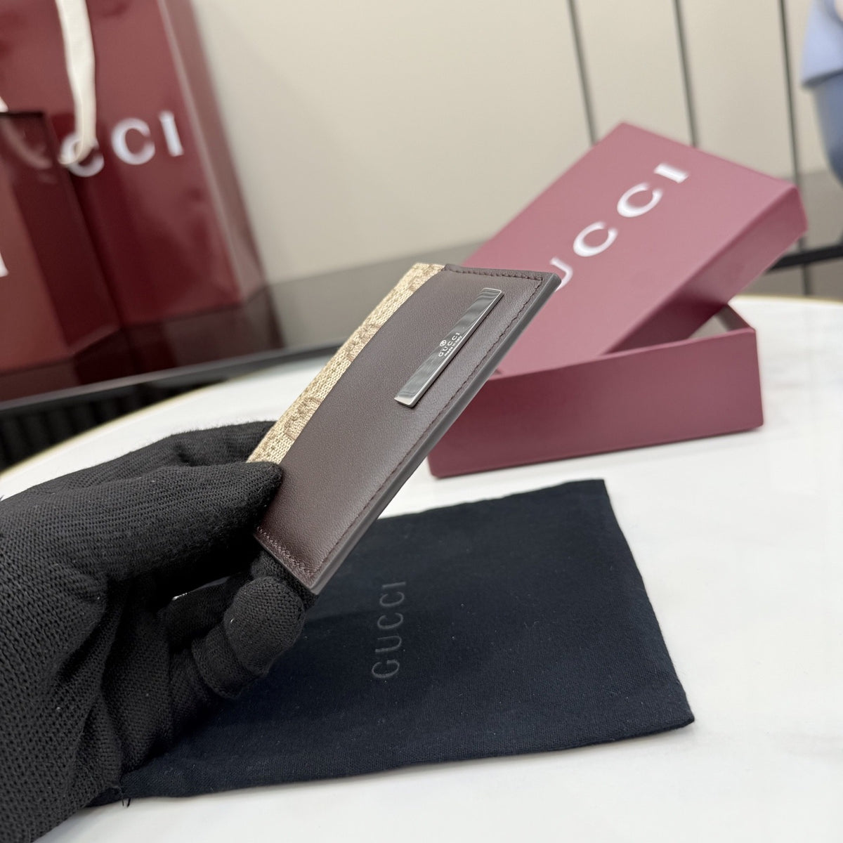 Gucci Brown Leather Card Holder