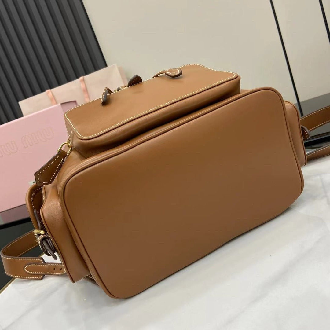 Miu Miu Brown Calfskin Leather Backpack