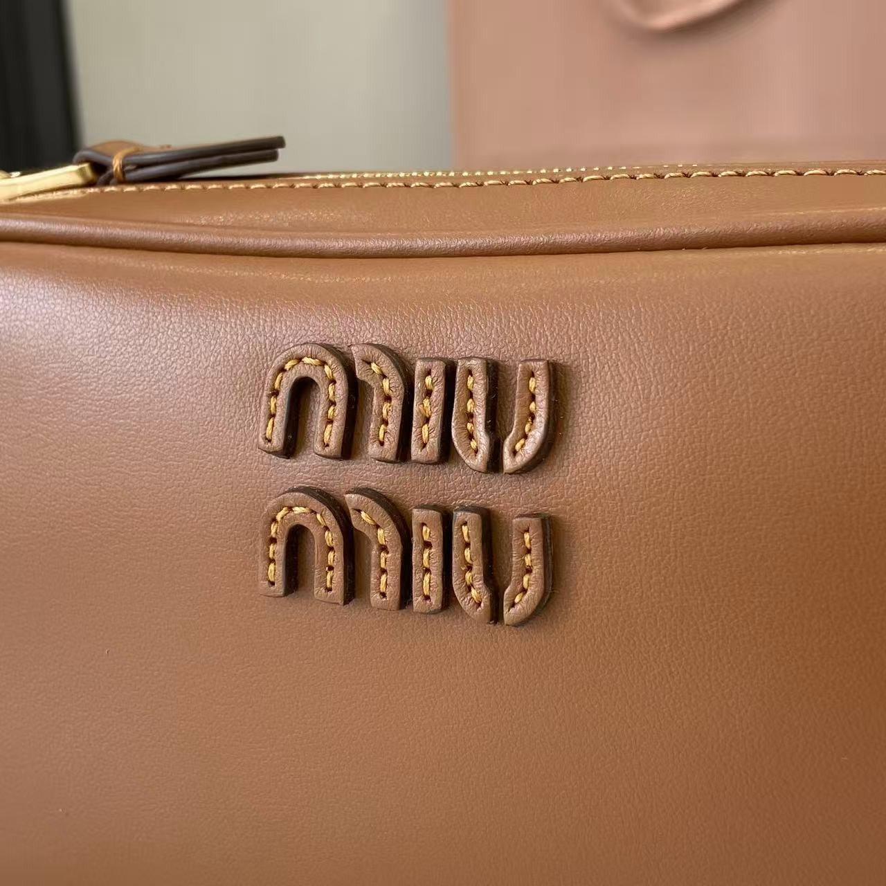 Miu Miu Calfskin Leather & Cotton Colorblock Handbag