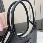 Miu Miu Black Leather Logo Tote Bag